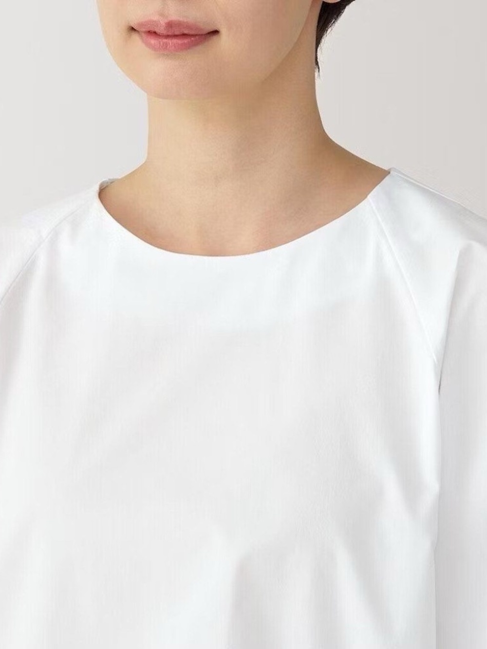 Muji Women’s M Quick Dry Puff Sleeve Half Sleeve White Cotton Blouse - Picture 5 of 12